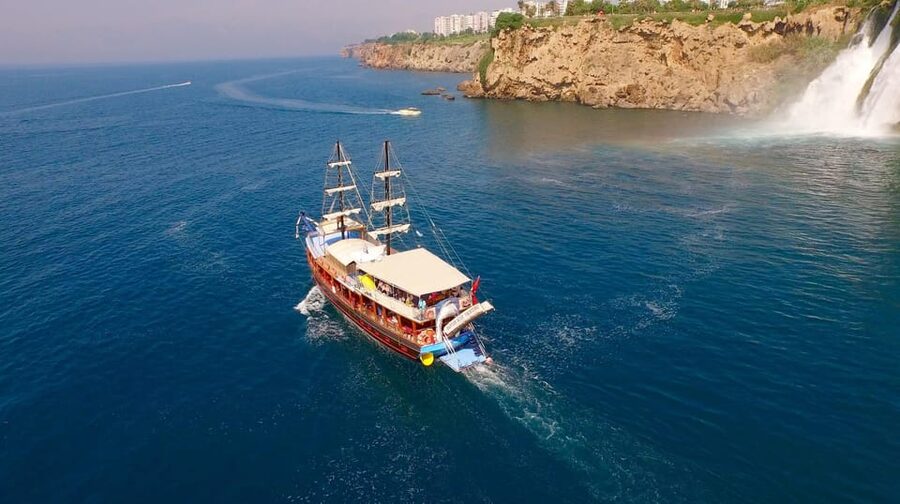 Antalya: Beach & Waterfalls Boat Trip w/ Lunch & Soft Drinks - Duden Waterfalls from the Mediterranean