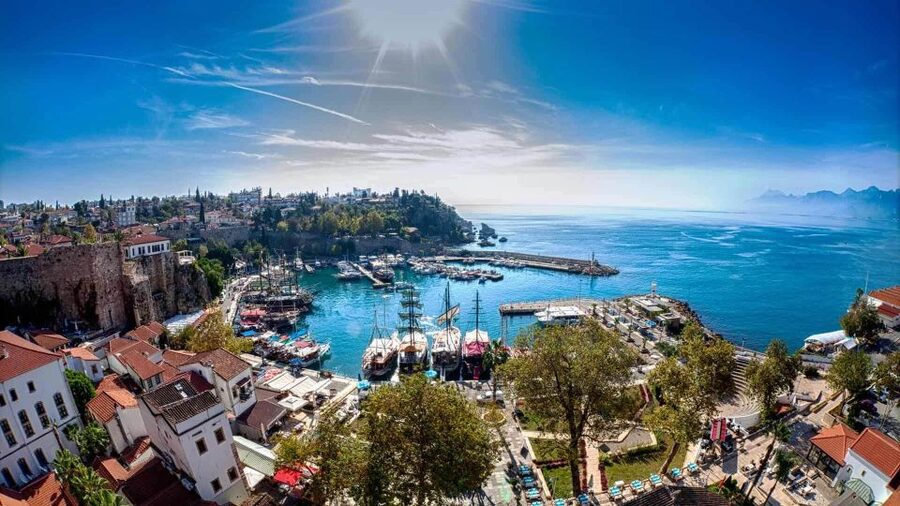 The Roman harbour and the cliffs at Kaleiçi, Antalya