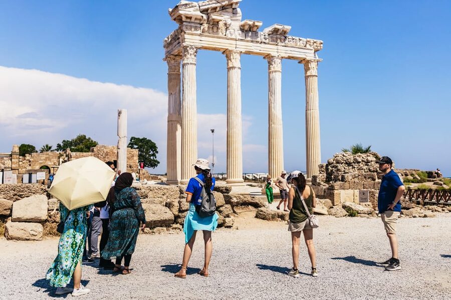 Antalya: Perge, Aspendos, City of Side, and Waterfalls Tour - Side, where ancient stones meet the sea