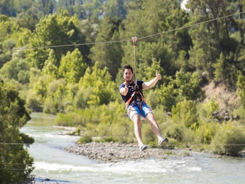 Antalya Rafting, Buggy/Quad, Zipline & Lunch with Swim Break - Ziplining above Köprülü Canyon