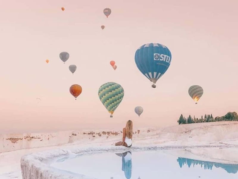 From Antalya: Pamukkale Hot Air Balloon Flight with Lunch - Walking the white terraces at Pamukkale