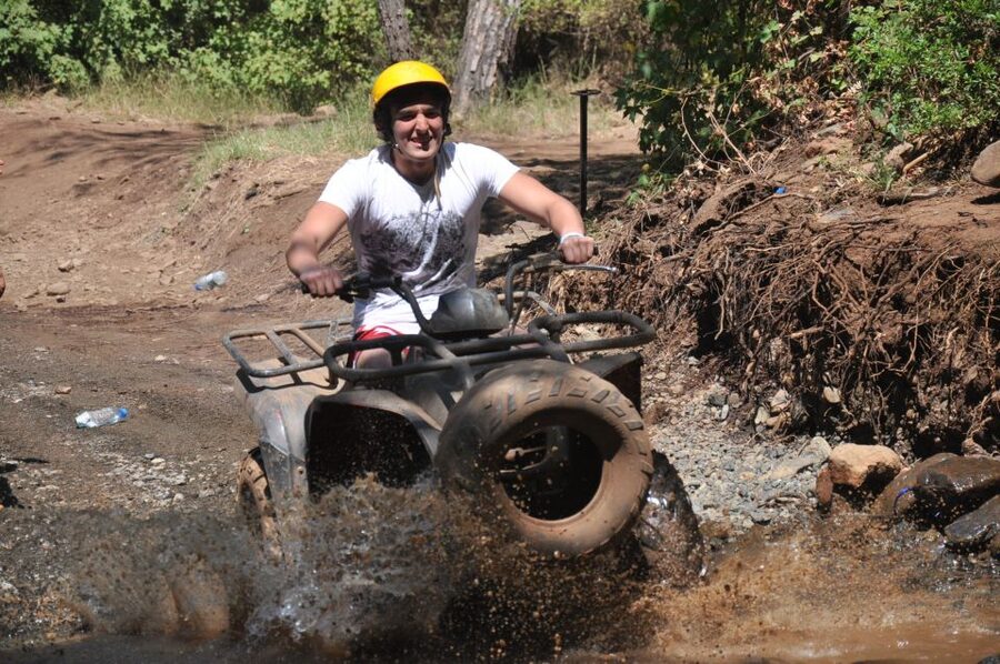 Kemer: Forest, Mud, and Streams Quad Safari Tour with Pickup - Getting started on a quad without a license