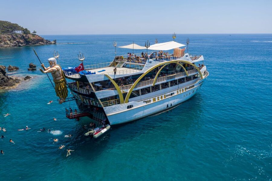 Kemer: Full-Day Boat Trip with Lunch and DJ - The first swim at Phaselis Bay