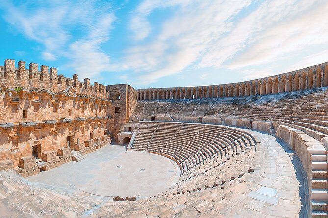 Perge Aspendos Aquaduct Side with Waterfall - Aspendos and its nearly complete Roman theater